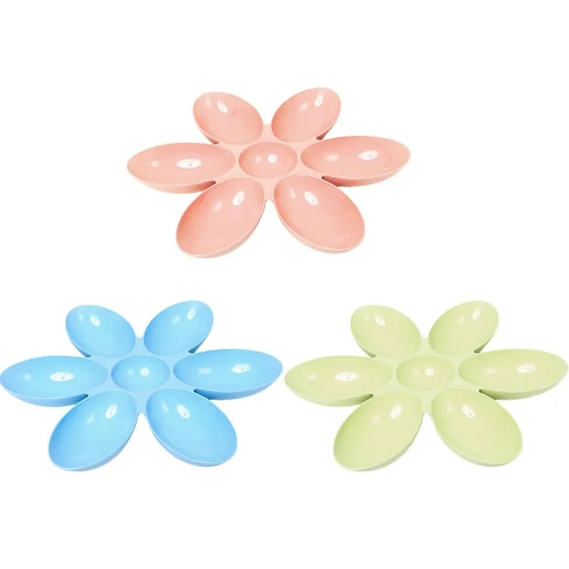 Flower-Shaped Cat Food Dish – 6 Bowls in Different Colours