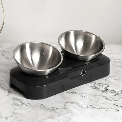 Double Cat Bowl in Stainless Steel with Stand