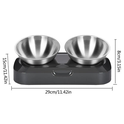 Double Cat Bowl in Stainless Steel with Stand
