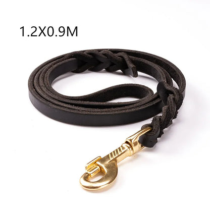 Leather Dog Lead with Gold Clip – Durable and Stylish Dog Accessory
