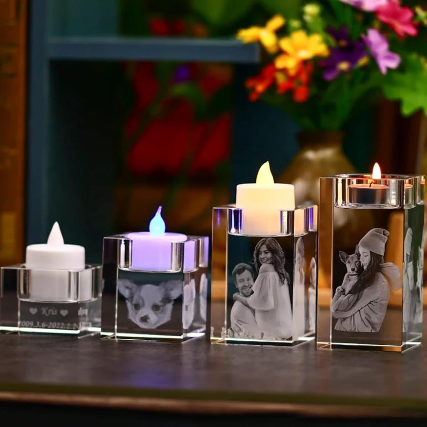 Custom 2D/3D Crystal Candleholder with Laser Engraving