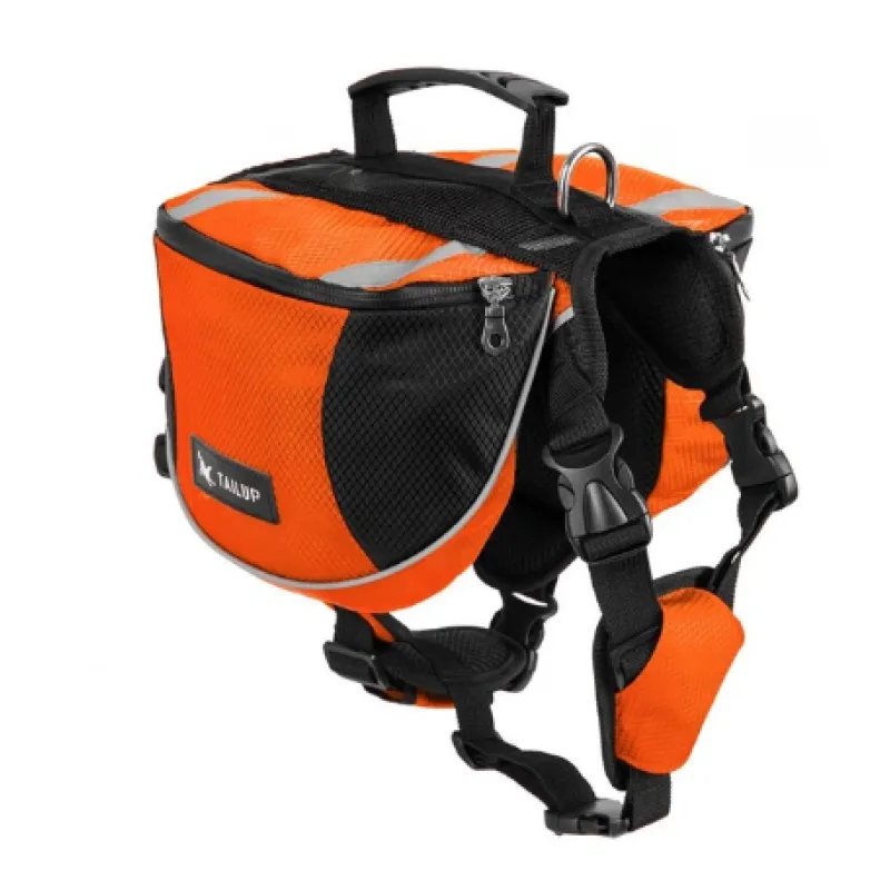 Dog Backpack for Outdoor Activities – Adjustable and Waterproof in Red and Grey