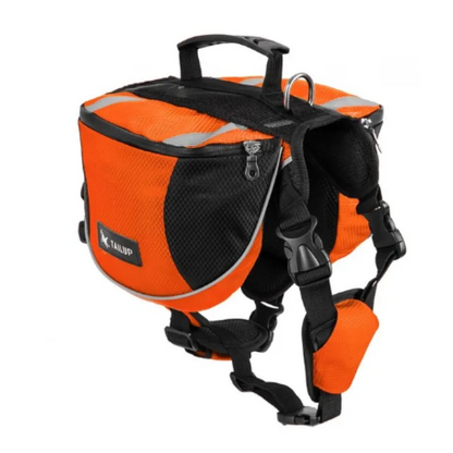Dog Backpack for Outdoor Activities – Adjustable and Waterproof in Red and Grey