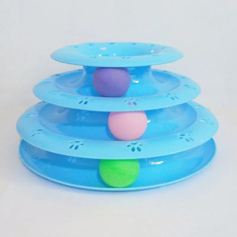 Interactive Cat Toy – 3-Level Play Pyramid with Colourful Balls