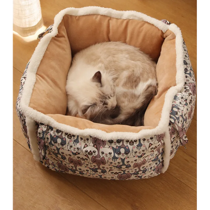 Cat Resting Bed with Cat Pattern – Soft and Comfortable Cat Bed