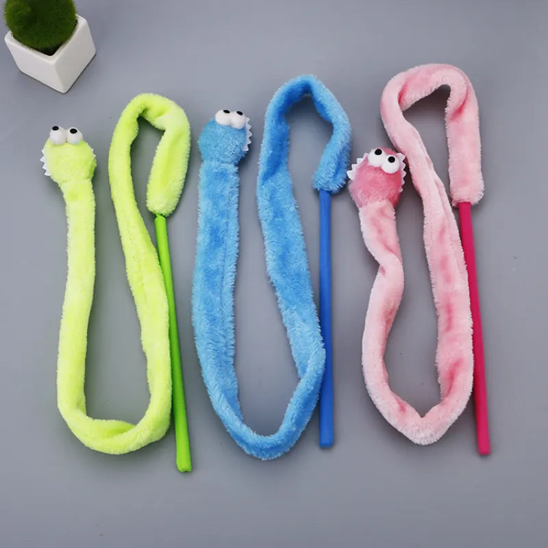 Schlenker Cat Toys – Worm – Interactive Fishing Rod with Plush Worm for Active House Cats