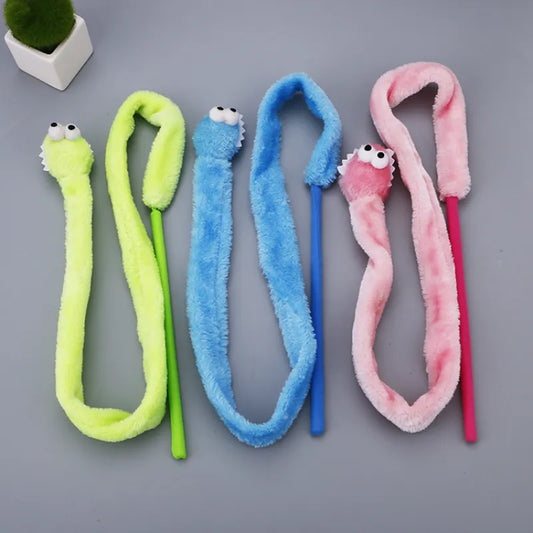 Schlenker Cat Toys – Worm – Interactive Fishing Rod with Plush Worm for Active House Cats