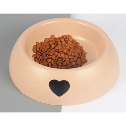 Dog Bowl Made from Natural Material – Food and Water Bowl with Heart Design