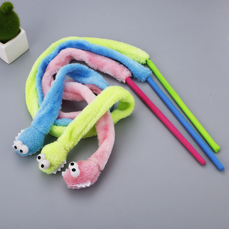 Schlenker Cat Toys – Worm – Interactive Fishing Rod with Plush Worm for Active House Cats