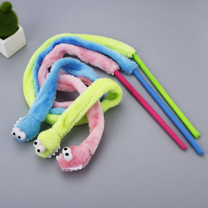 Schlenker Cat Toys – Worm – Interactive Fishing Rod with Plush Worm for Active House Cats