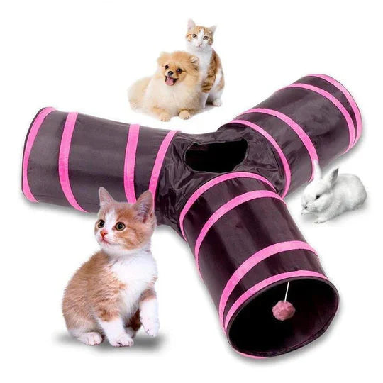 Bequee 3-Way Foldable Tunnel for Pets