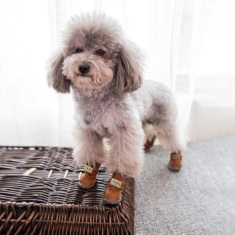 Cozy Leather-Look Winter Boots for Dogs