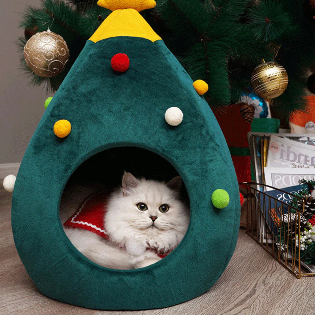 Christmas Tree Shaped Cat Bed
