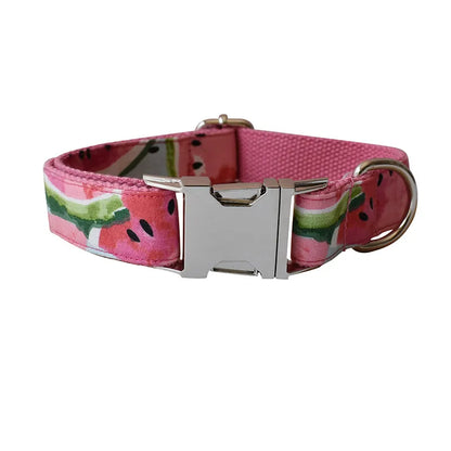 Dog Collar with Bow and Watermelon-Shaped Leash - Adjustable and Comfortable