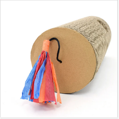 Cardboard Cat Scratching Roll - Scratching Toy with Multicolored Fringe and Hole