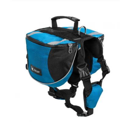 Dog Backpack for Outdoor Activities – Adjustable and Waterproof in Red and Grey