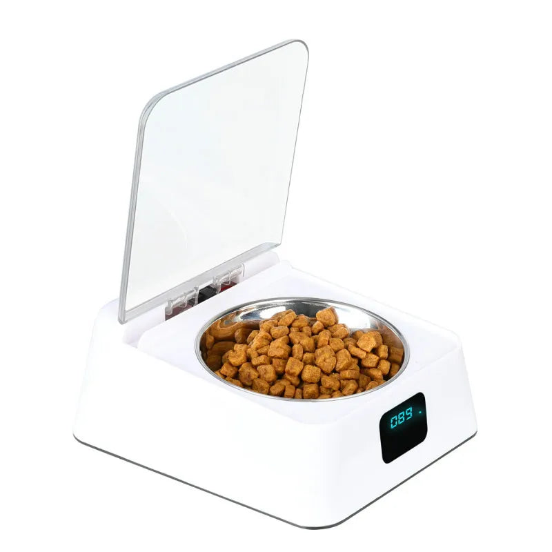 Automatic Cat Food Dispenser with Digital Display and Lid