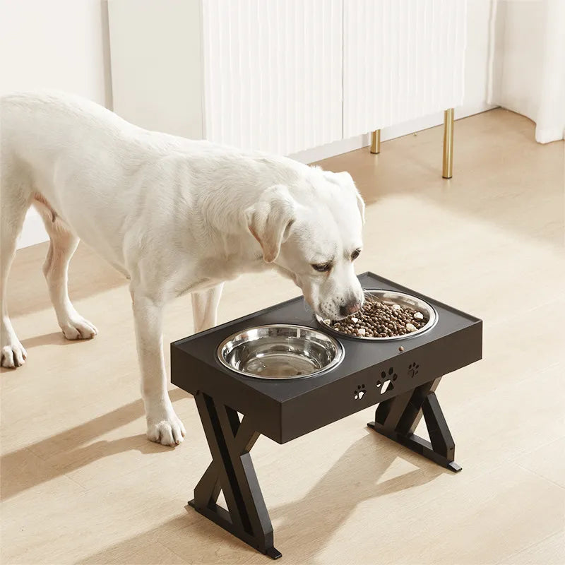 Elevated Dog Bowl Stand with Two Stainless Steel Bowls