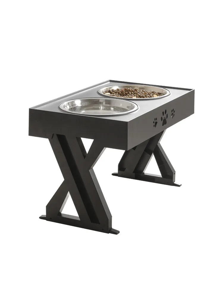 Elevated Dog Bowl Stand with Two Stainless Steel Bowls