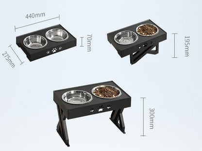 Elevated Dog Bowl Stand with Two Stainless Steel Bowls