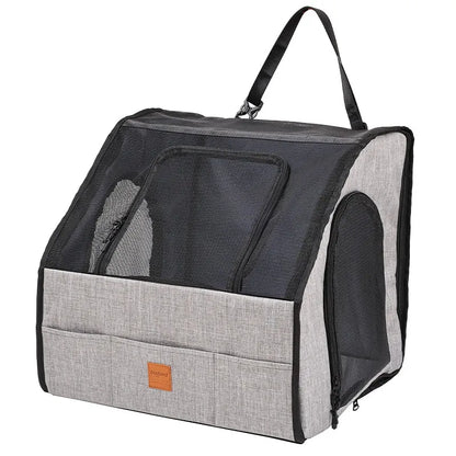 Safe Car Dog Seat – Foldable Pet Carrier with Mesh Windows and Harness System