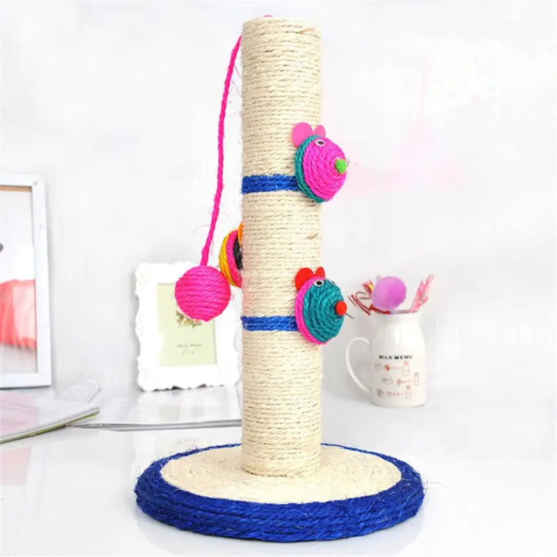 Cat Scratching Post with Multicoloured Toys – Sisal Cat Tree with Balls and Animal Figures