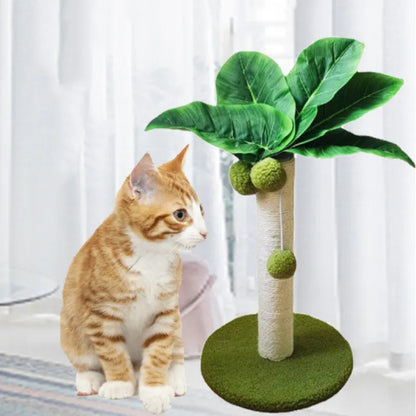 Palm Tree-Shaped Cat Tree - Sisal Cat Tree with Balls for Play