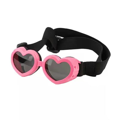Heart-Shaped Dog Sunglasses with Adjustable Headband - UV Protection for Dog's Eyes