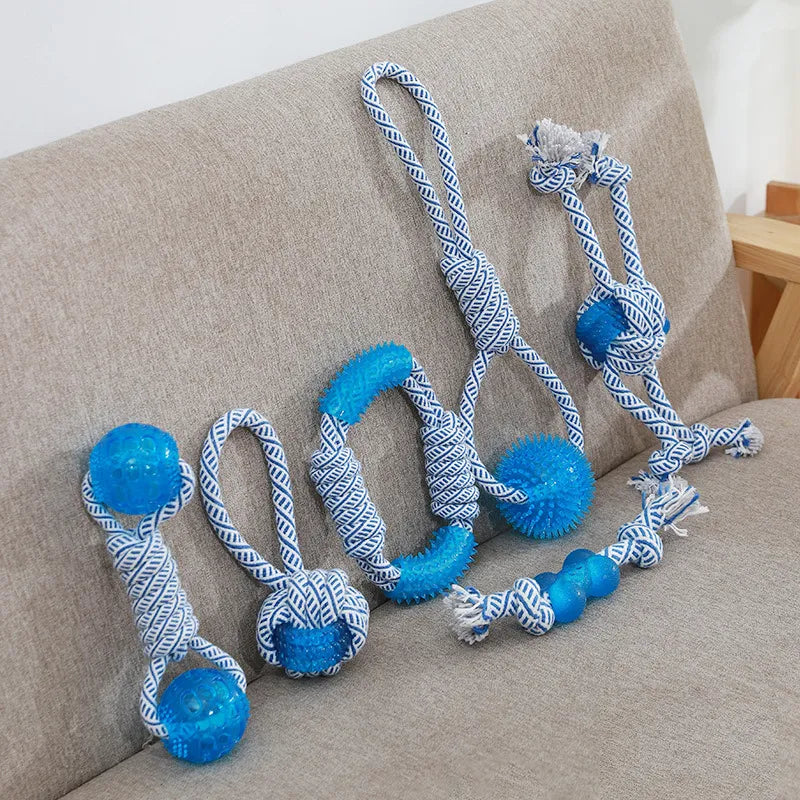 Dog Toy with Rubber Ball and Rope - Chew, Tug, and Play Toy