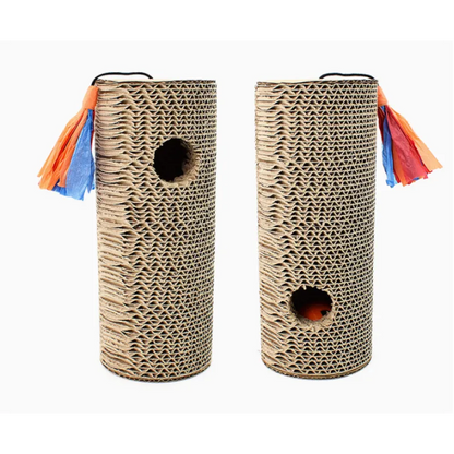 Cardboard Cat Scratching Roll - Scratching Toy with Multicolored Fringe and Hole