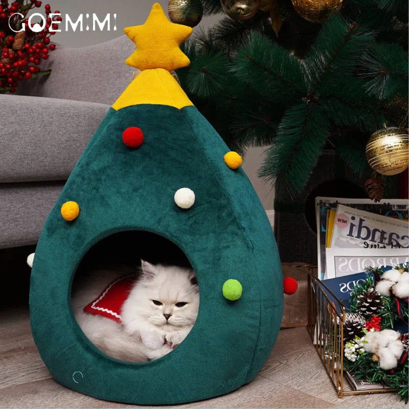 Christmas Tree Shaped Cat Bed