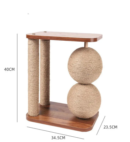 360° Cat Scratching Ball – Innovative Cat Tree with Rotating Sisal Ball and Solid Wood Frame