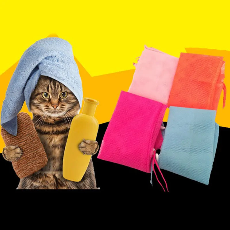 Cat Grooming Bag with Mesh Fabric for Safe Bathing and Nail Care