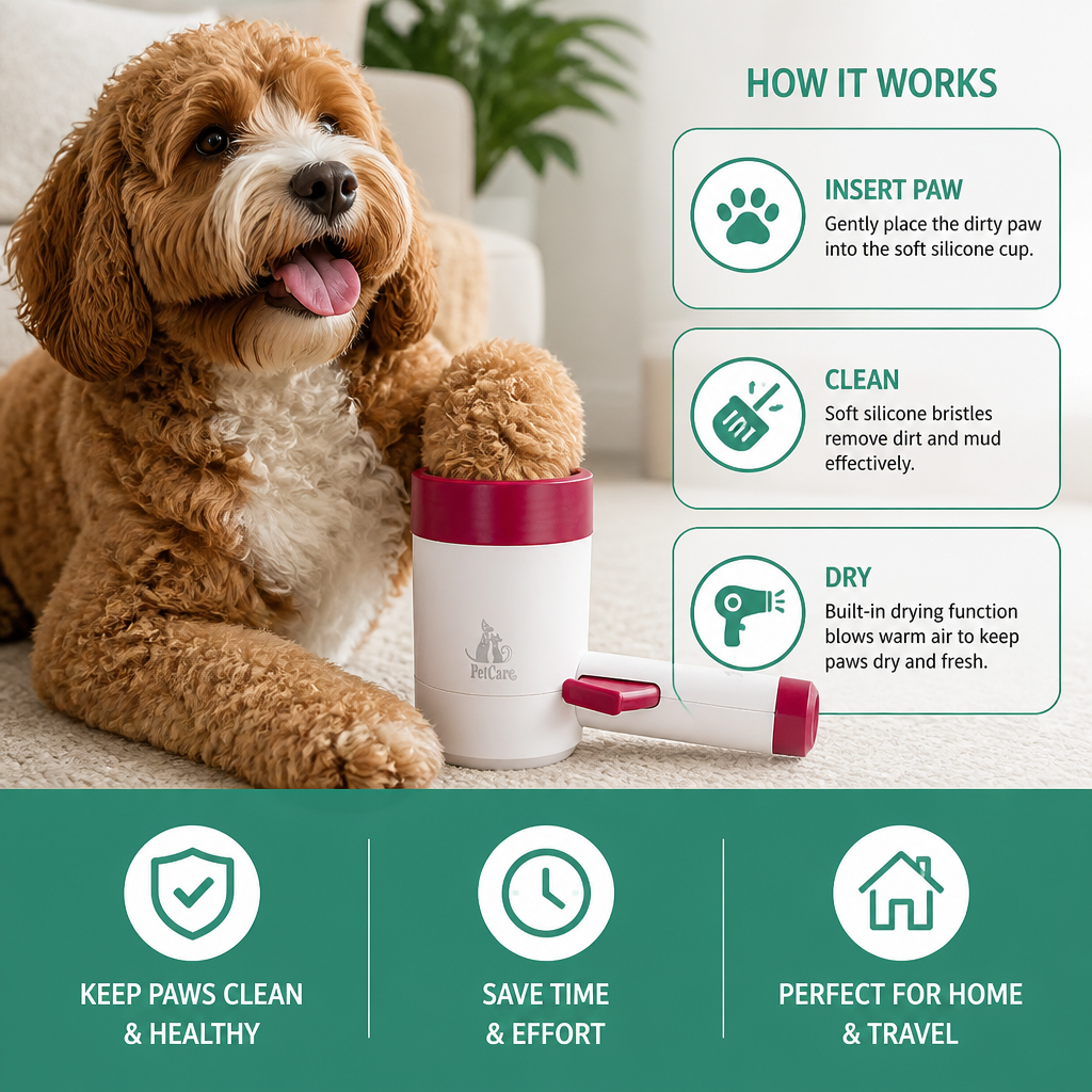 Electric Paw Cleaner with Drying Function for Clean Dog Paws