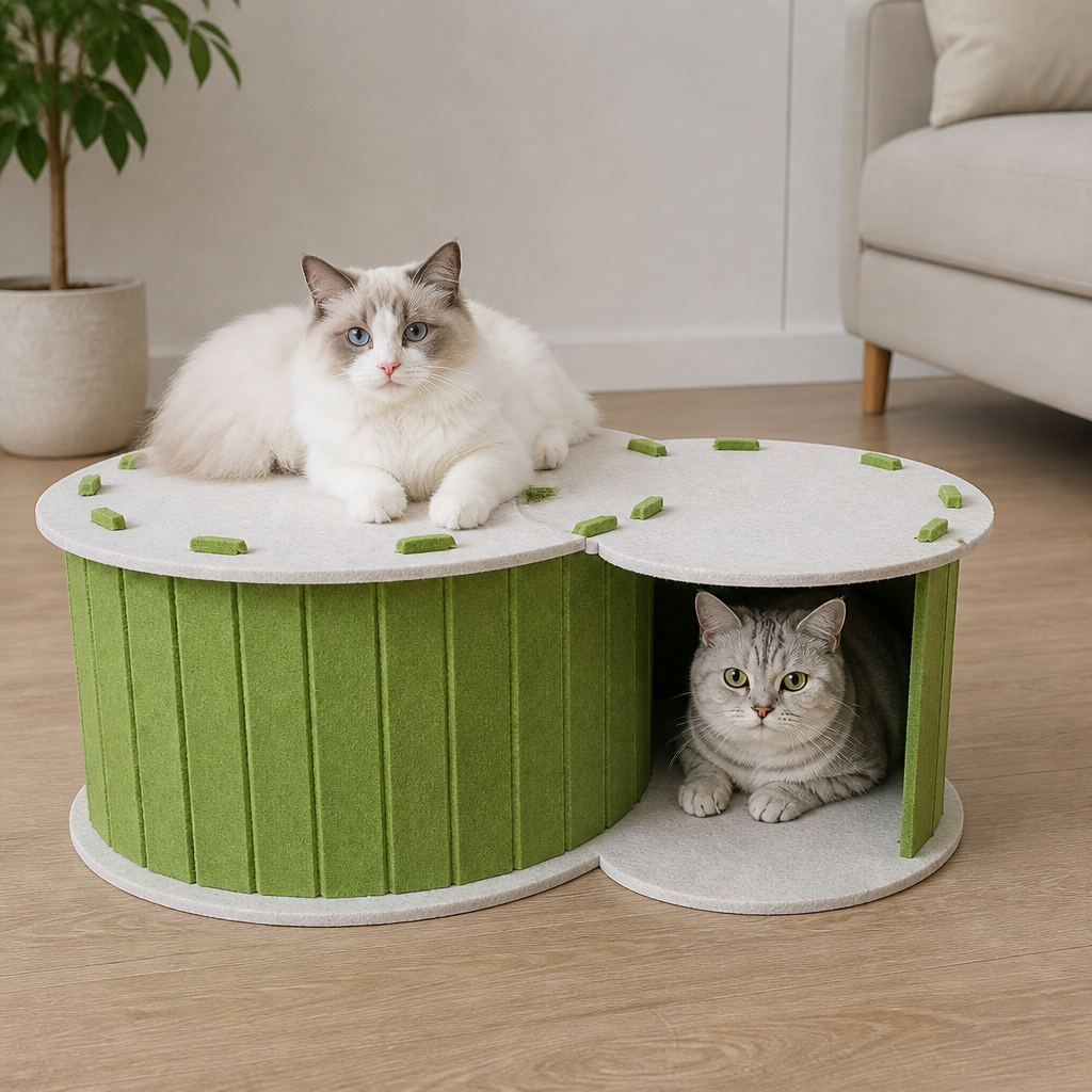 2-in-1 Interactive Play Cat Bed & Scratcher Hideaway