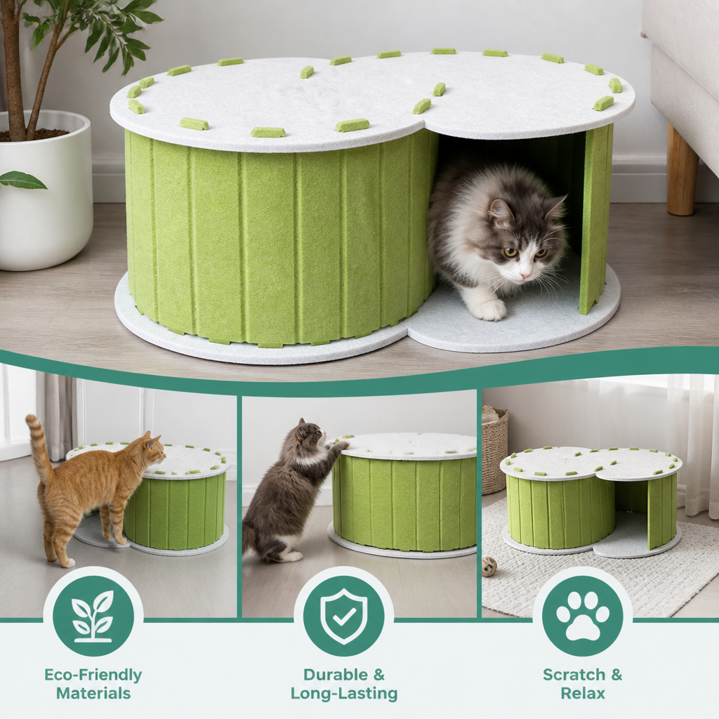 2-in-1 Interactive Play Cat Bed & Scratcher Hideaway