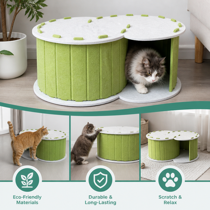 2-in-1 Interactive Play Cat Bed & Scratcher Hideaway