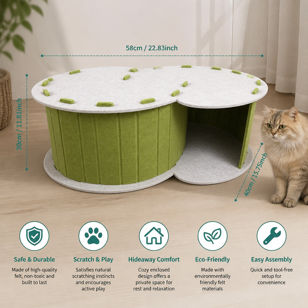 2-in-1 Interactive Play Cat Bed & Scratcher Hideaway
