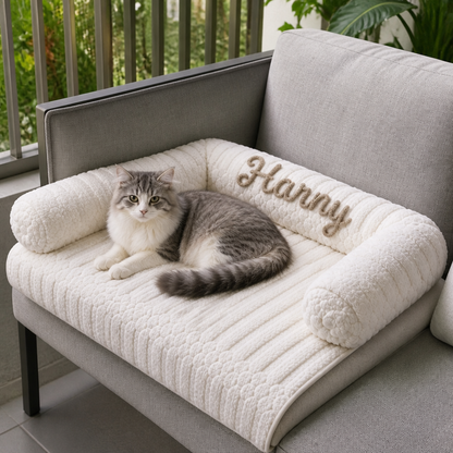Personalized Fluffy Cat Sofa Bed & Protective Couch Cover