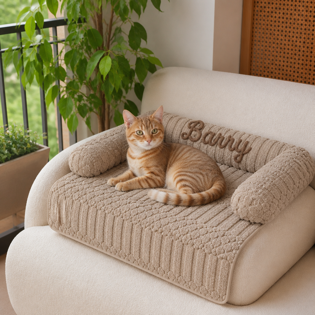 Personalized Fluffy Cat Sofa Bed & Protective Couch Cover