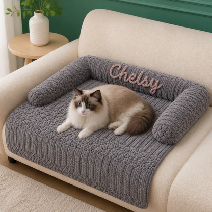 Personalized Fluffy Cat Sofa Bed & Protective Couch Cover