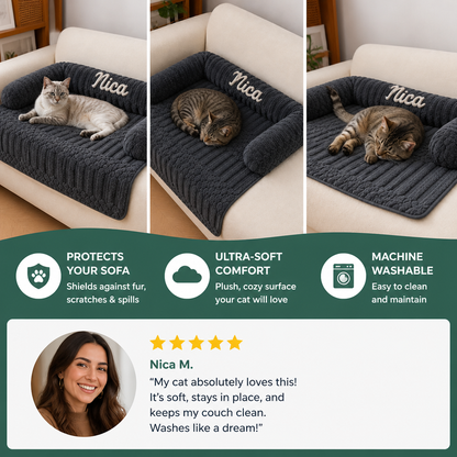 Personalized Fluffy Cat Sofa Bed & Protective Couch Cover