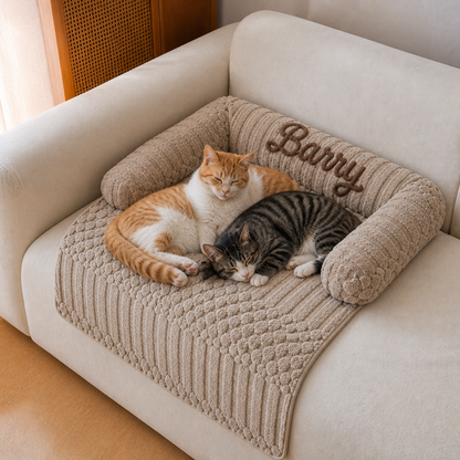 Personalized Fluffy Cat Sofa Bed & Protective Couch Cover