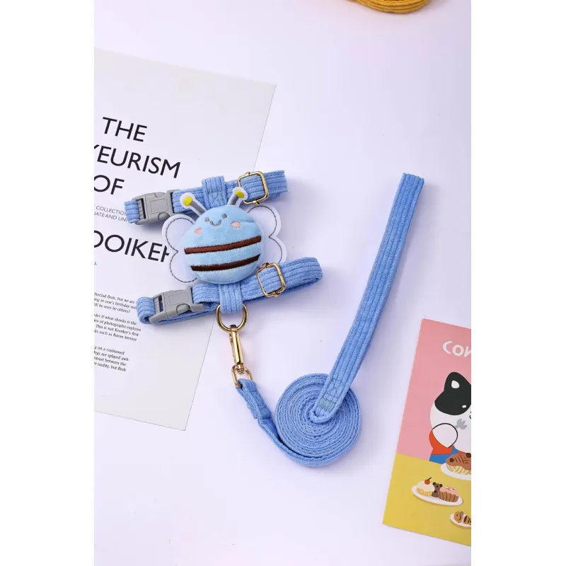 Adorable Dog Harness with Bee Pattern - Adjustable Leash