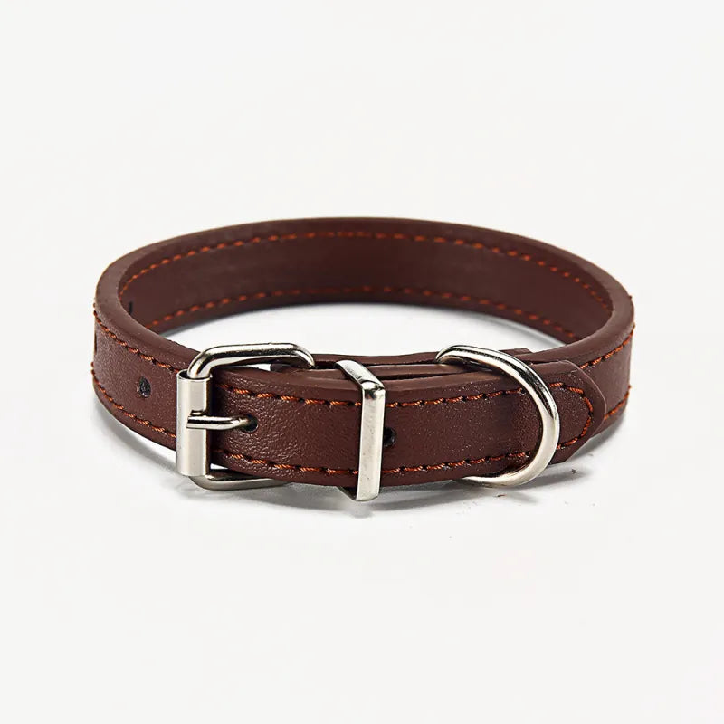 Coloured Leather Dog Collar - Adjustable and Durable