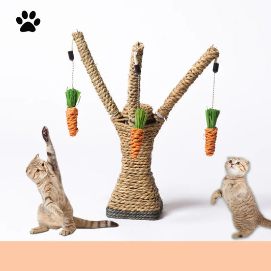 Tree-Shaped Cat Tree - Sisal Cat Tree with Carrot-Shaped Toys