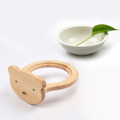 Hanging Bowl for Cats - Wall Mount Support with Cloud-Shaped Wooden Frame