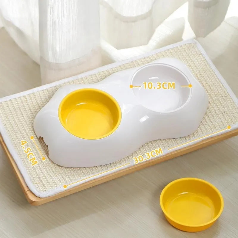Dog Feeding Bowl Set for Pets – Non-Slip Double Bowl Design in Yellow
