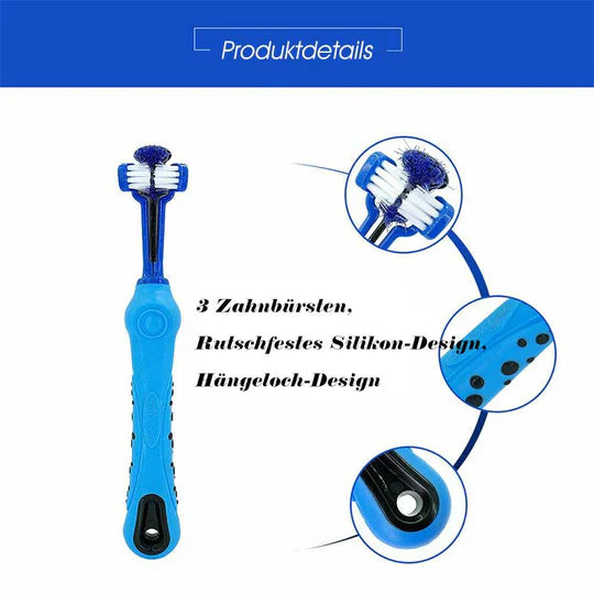 3-Head Dog Toothbrush - Effective Cleaning for Healthy Teeth
