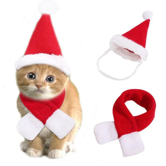 Christmas Hat with Scarf for Pets